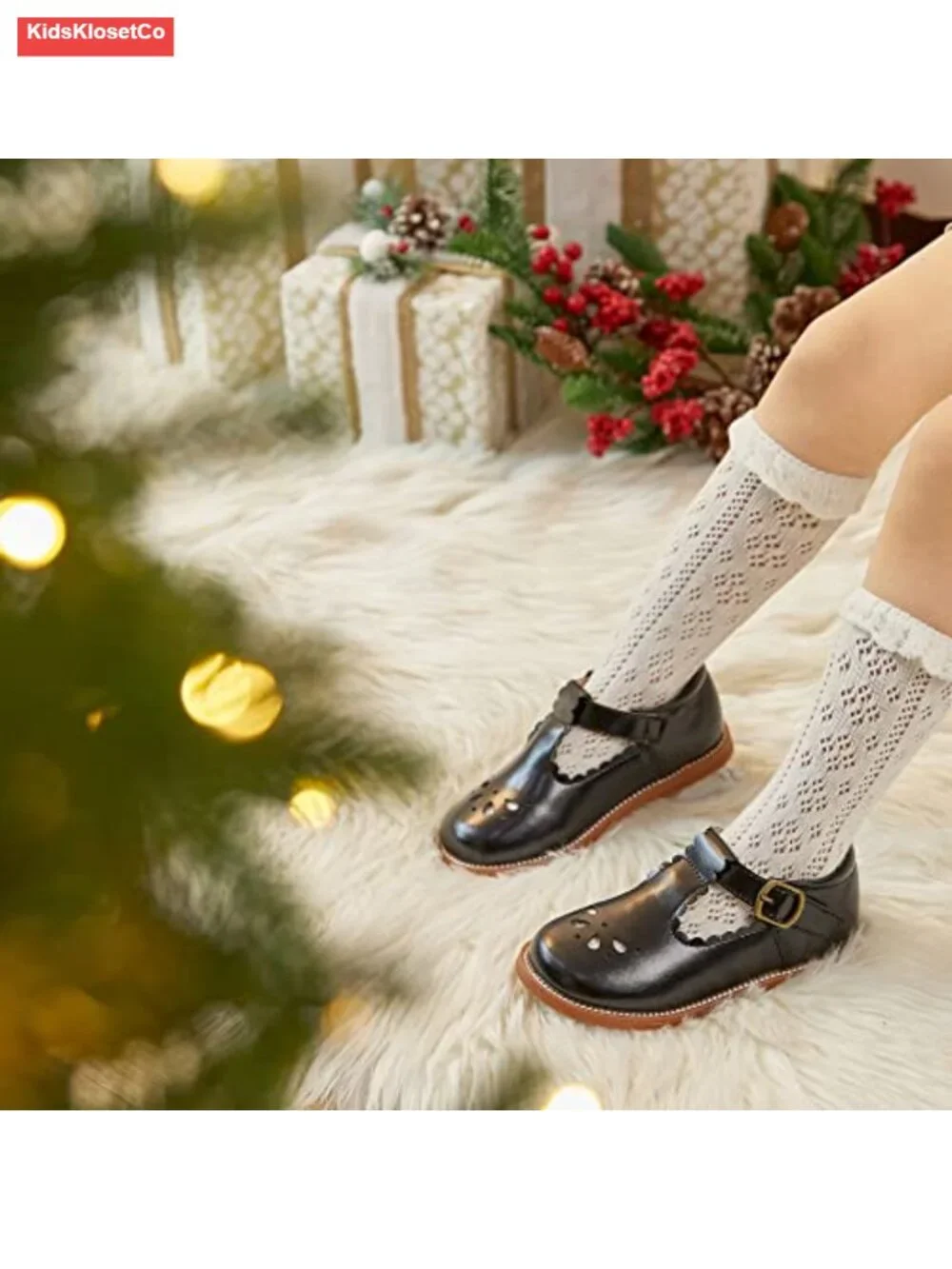 Toddler Girl Mary Jane Dress Shoes Ballet Flats Hook Loop Cushioned